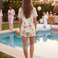 Summer Cocktails Drinking Print Pajama Set OMFORT
