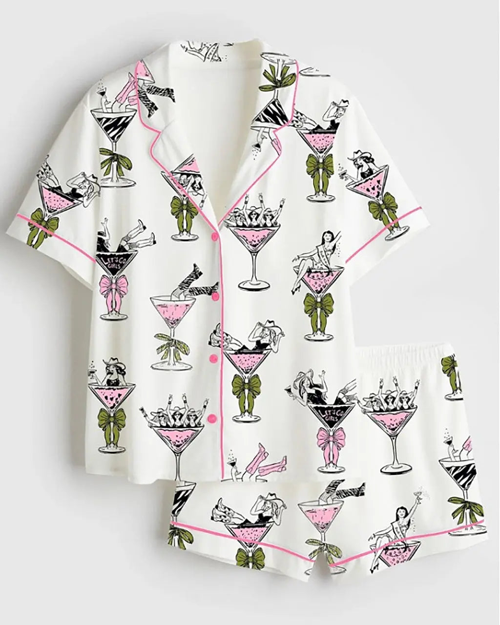 Bachelorette Cocktail Print Pajama Set OMFORT