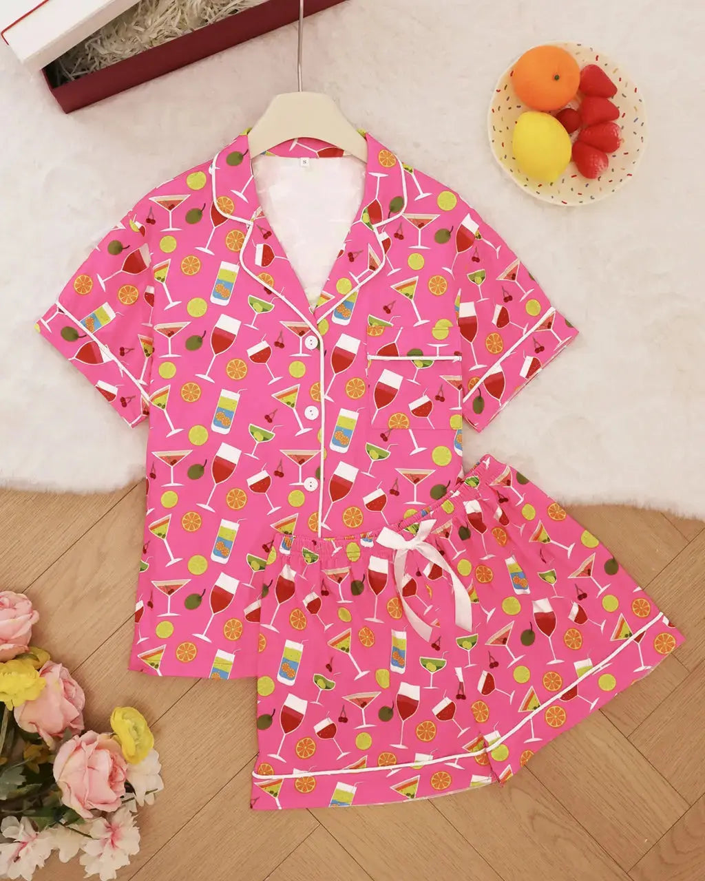 Fruit Cocktails Print Pajama Set OMFORT
