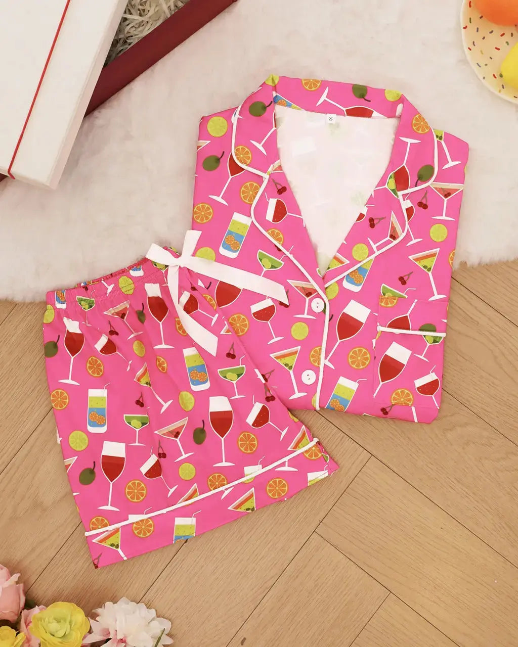 Fruit Cocktails Print Pajama Set OMFORT
