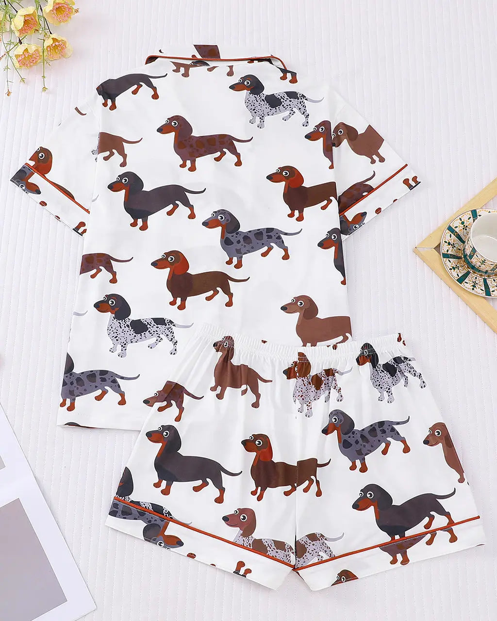 Dapple Dachshund Print Pajama Set OMFORT