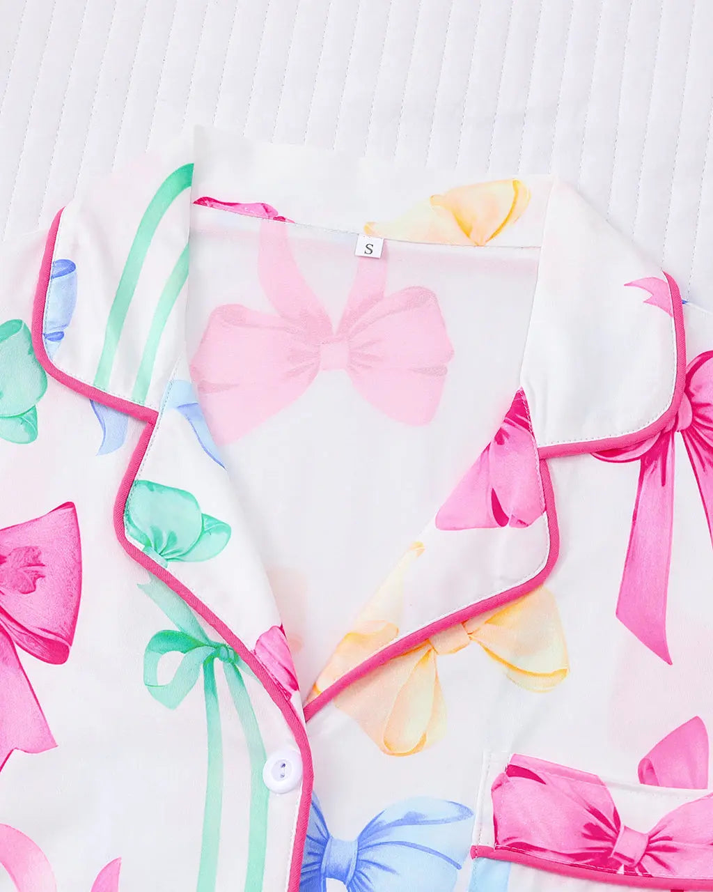 Multicolor Bows Print Pajama Set OMFORT