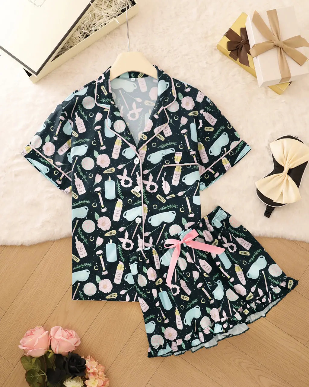Makeup Party Print Pajama Set OMFORT
