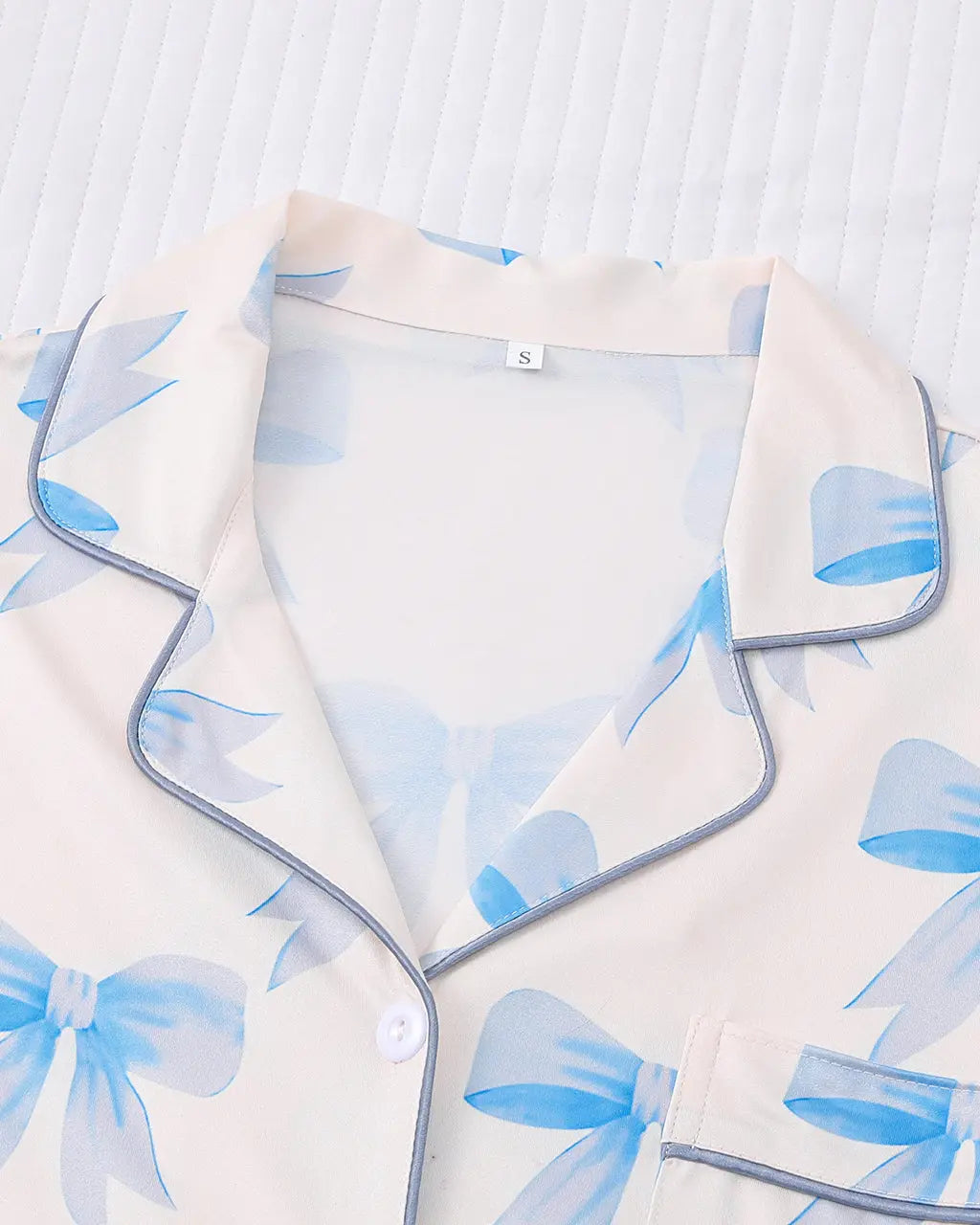 Sweet Dreams Blue Bows Print Pajama Set OMFORT