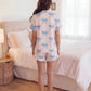 Sweet Dreams Blue Bows Print Pajama Set OMFORT