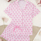Bow Print Ruffle Pajama Set OMFORT
