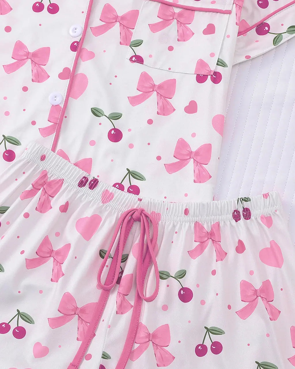 Cherry Bow Print Pajama Set OMFORT