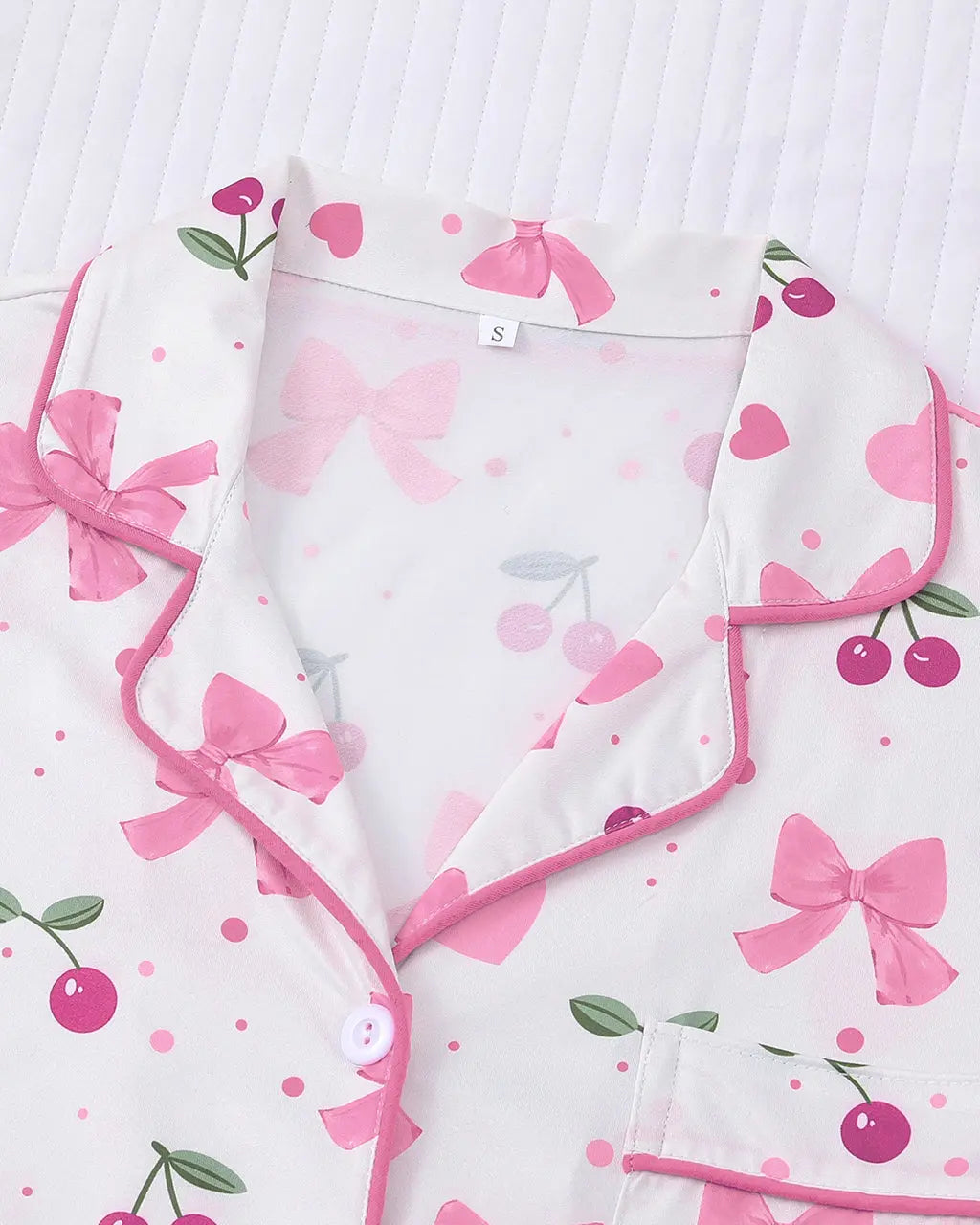 Cherry Bow Print Pajama Set OMFORT