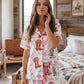 Bow Cowgirl Boots Print Pajama Set OMFORT