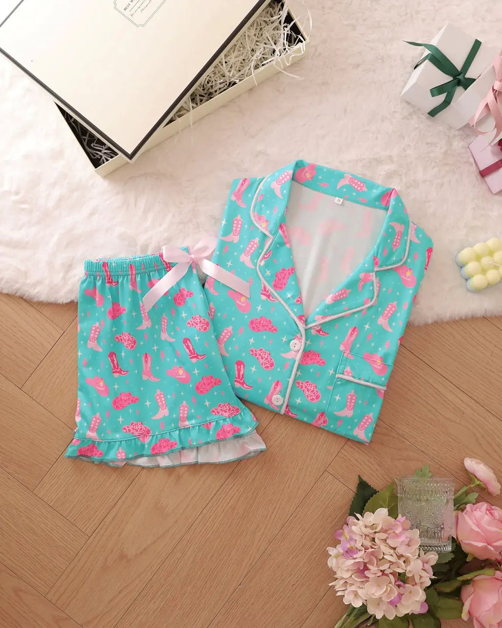 Cartoon Cowgirl Print Pajama Set OMFORT