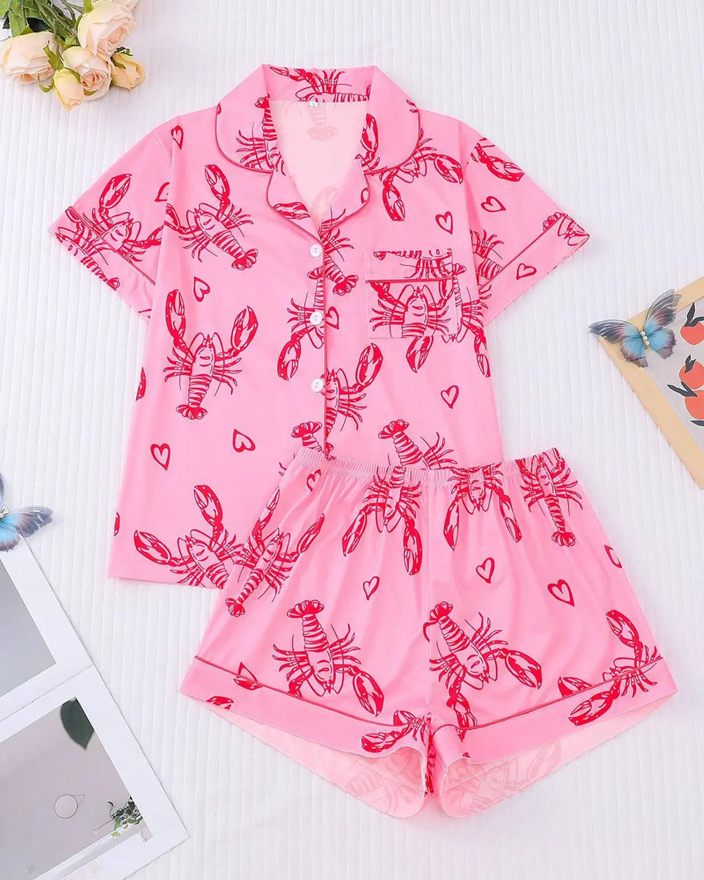 Lobster Print Short Pajama Set OMFORT