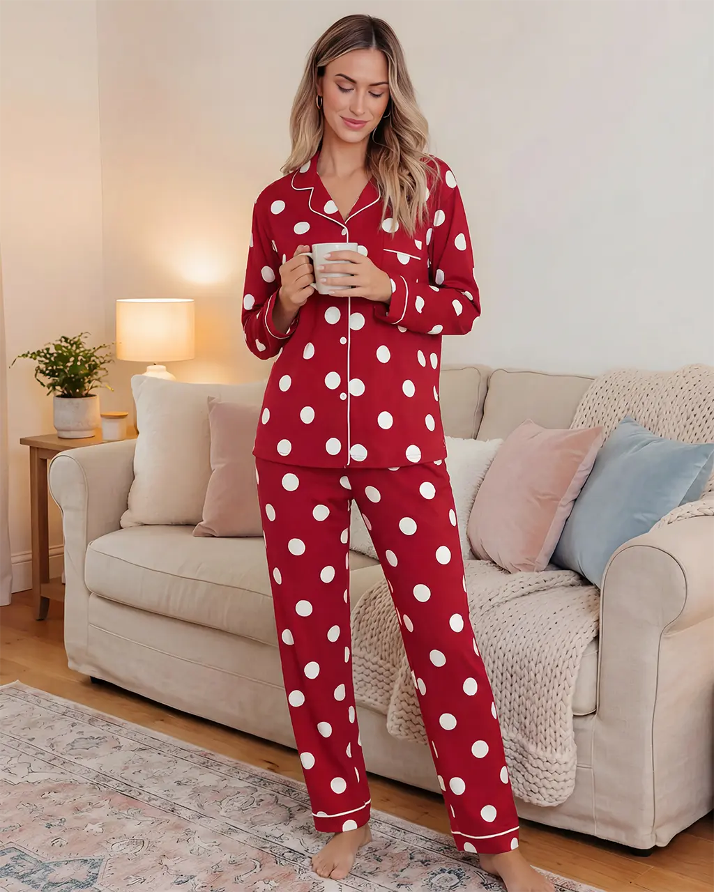 Polka Dot Print Pajama Set OMFORT