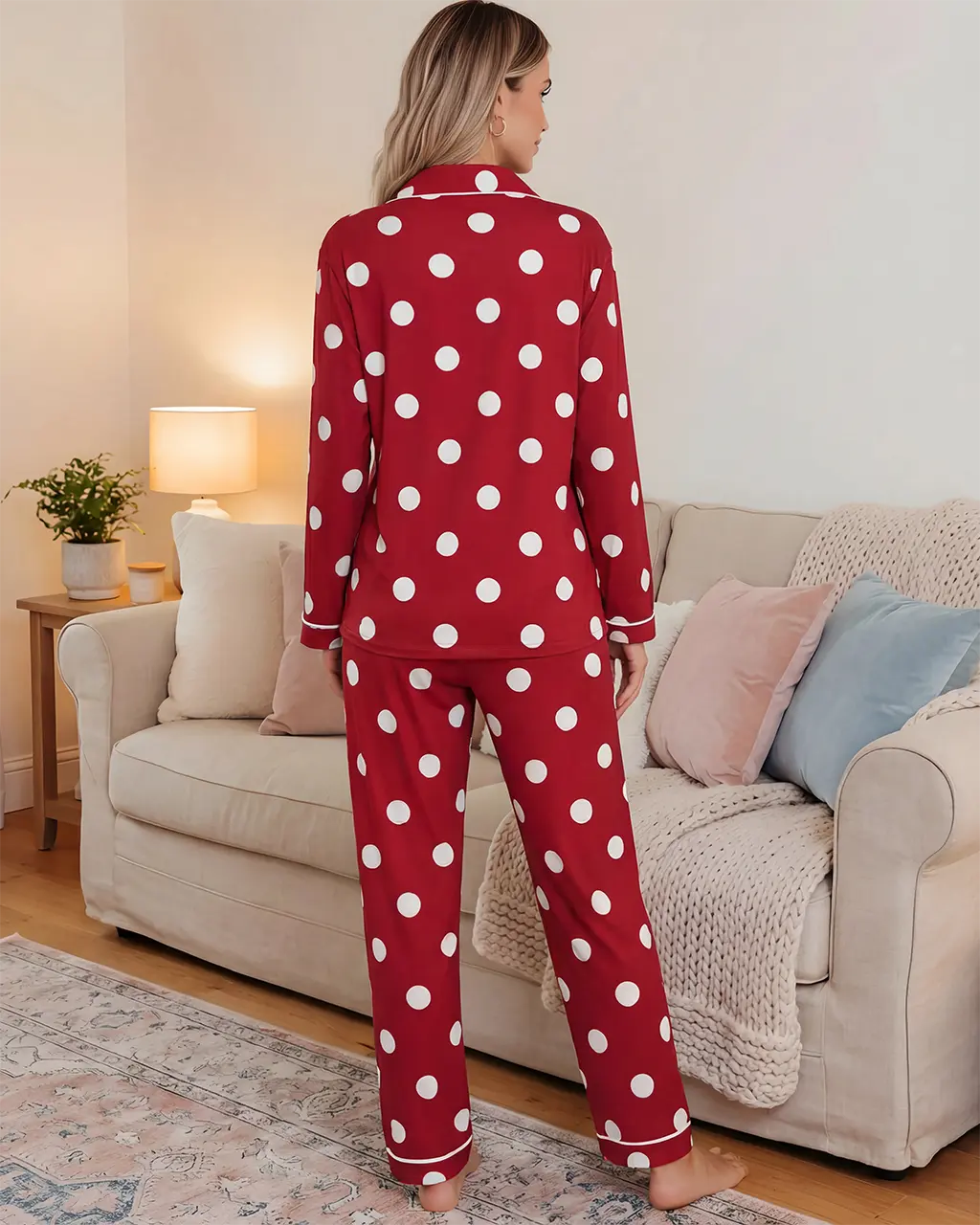 Polka Dot Print Pajama Set OMFORT