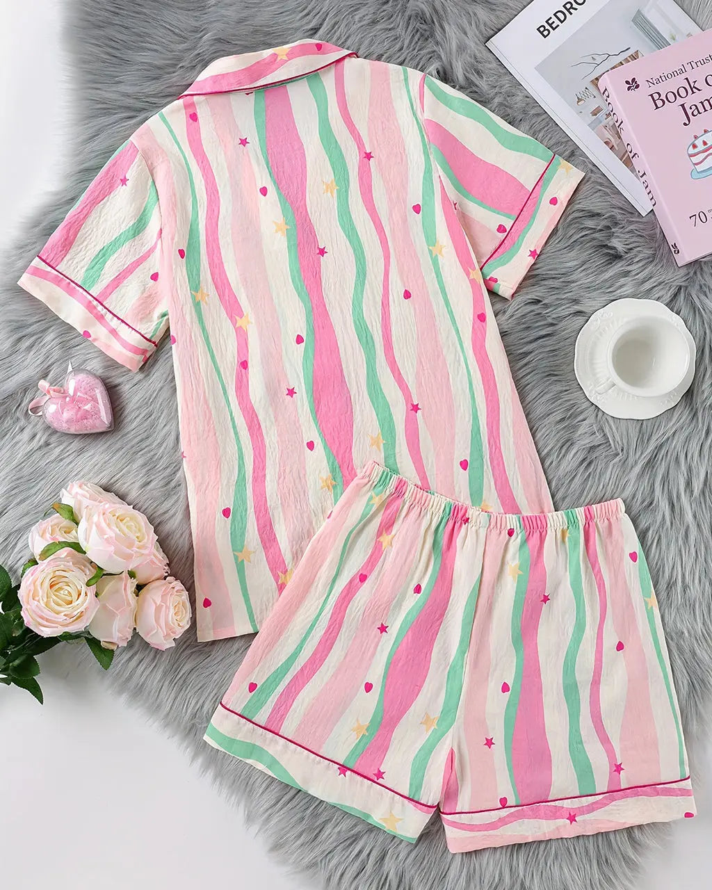 Dopamine Stripe Print Pajama Set OMFORT