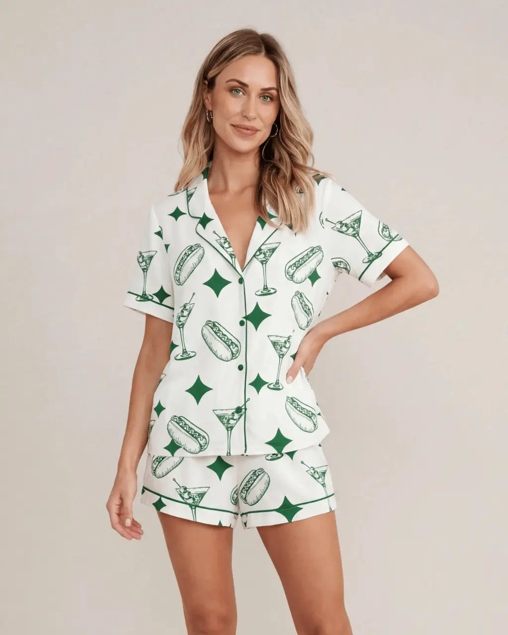 Weenies Hot Dogs Martinis Pajama Set - OMFORT