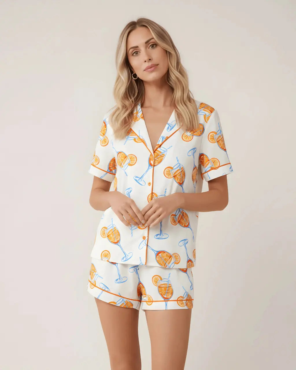 Aperol Spritz Trio Print Pajama Set - OMFORT