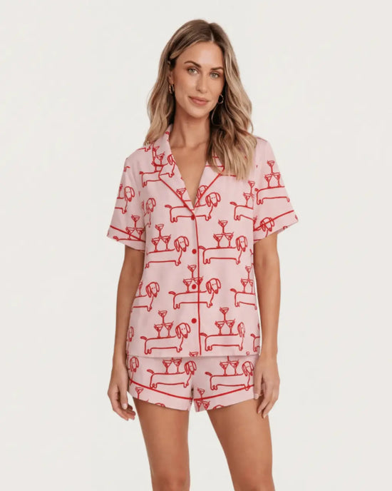 Martini And Weenies Dachshund Dog Pajama Set - OMFORT
