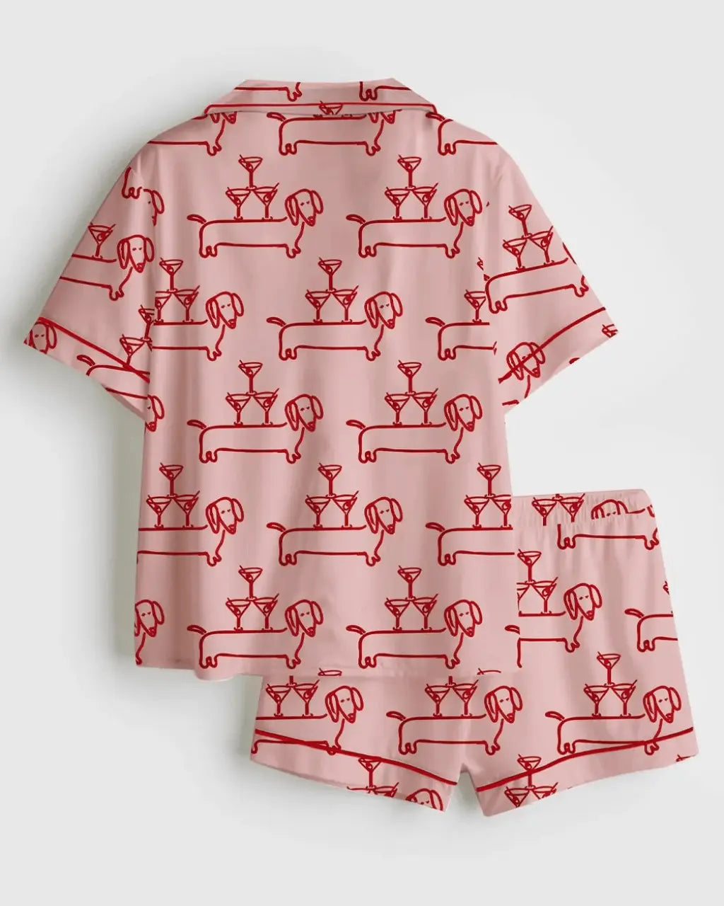 Martini And Weenies Dachshund Dog Pajama Set - OMFORT