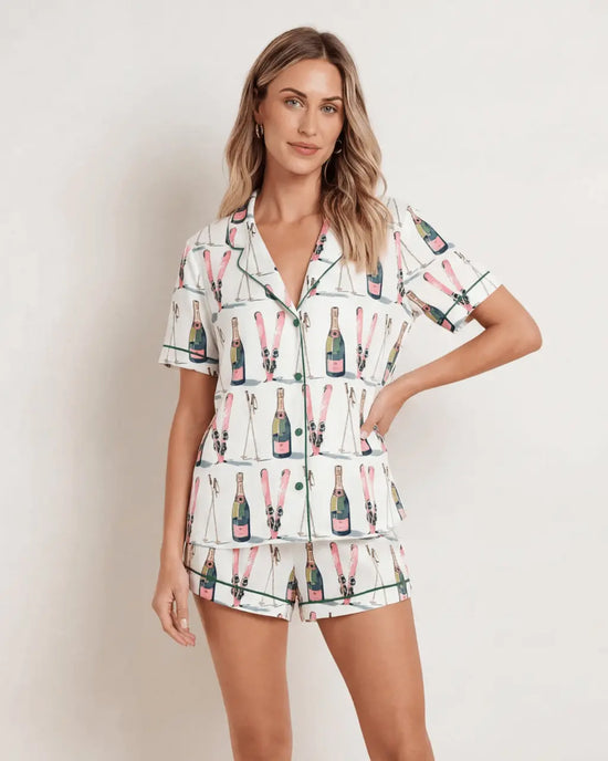 Ski Lover Champagne Short Pajama Set - OMFORT