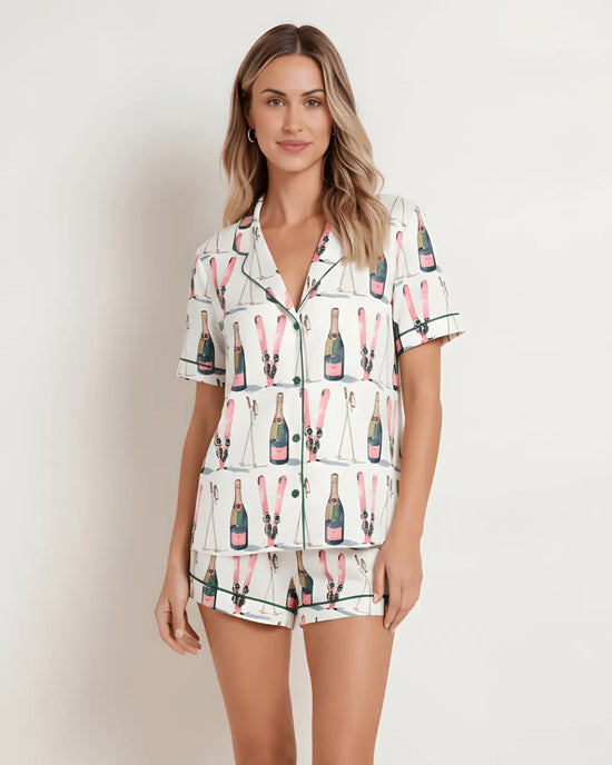 Ski Lover Champagne Short Pajama Set - OMFORT