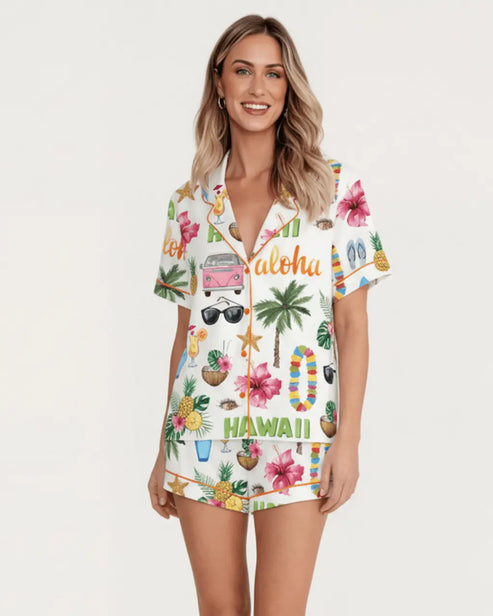 Hawaii Travel Print Pajama Set OMFORT