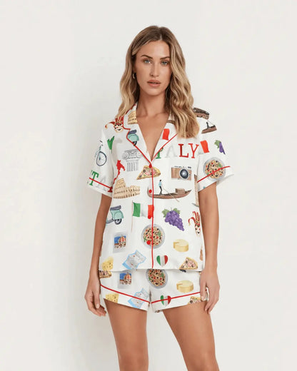 Rome Italy Travel Short Pajama Set - OMFORT
