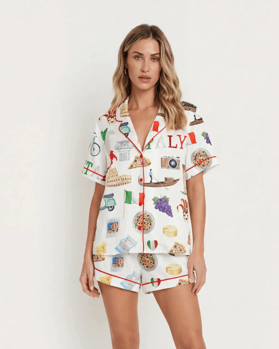 Rome Italy Travel Short Pajama Set - OMFORT