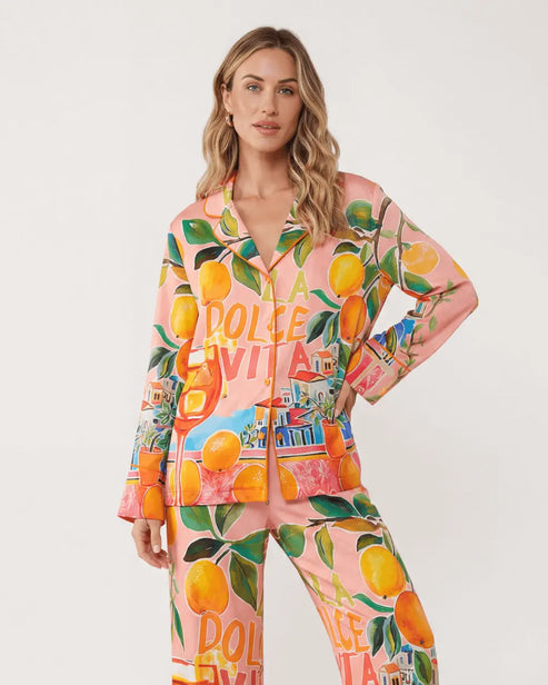 La Dolce Vita Amalfi Coast Print Pajama Set - OMFORT
