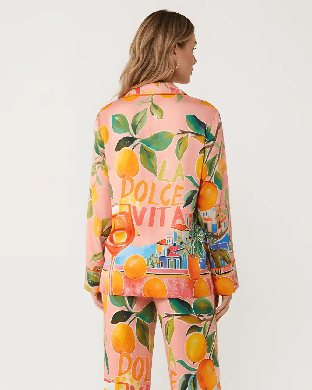 La Dolce Vita Amalfi Coast Print Pajama Set - OMFORT