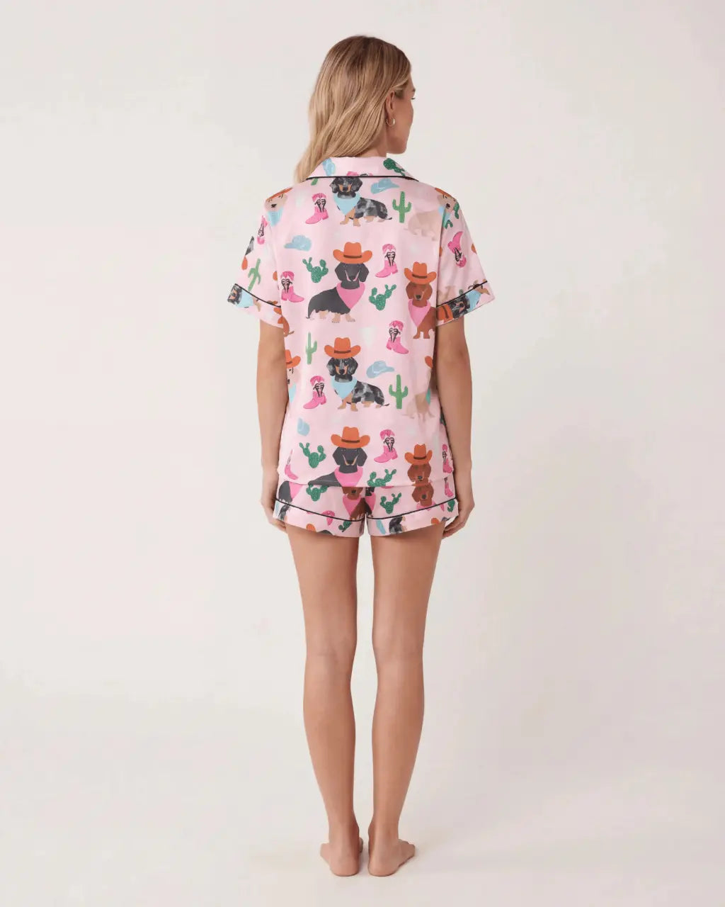 Cowgirl Dachshund Dog Cactus Print Pajama Set - OMFORT