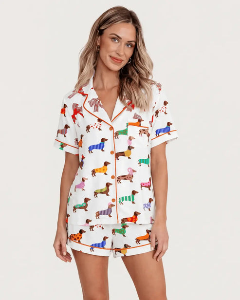 Adorable Colorful Dachshund Pajama Set - OMFORT