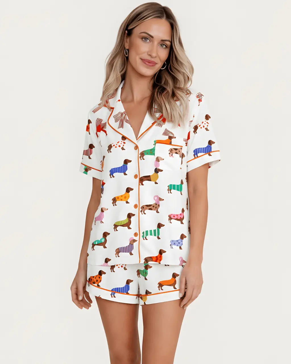Adorable Colorful Dachshund Pajama Set - OMFORT