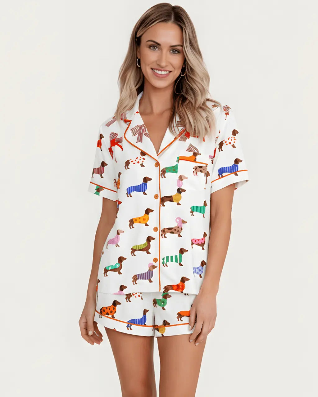 Adorable Colorful Dachshund Pajama Set - OMFORT