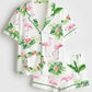 Watercolor Flamingo Silky Pajama Set - OMFORT