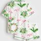 Watercolor Flamingo Silky Pajama Set - OMFORT