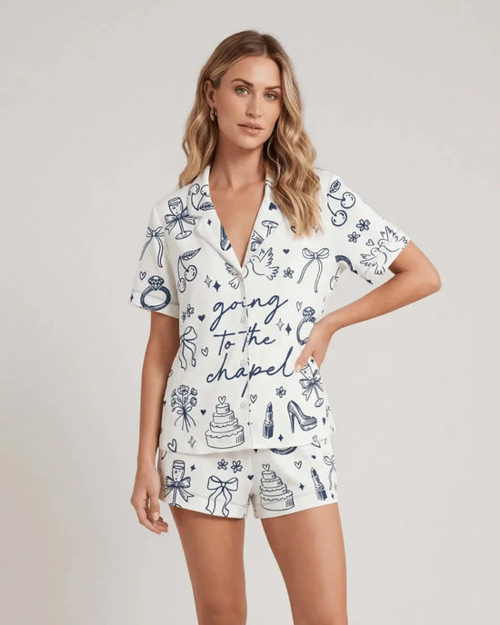Going To The Chapel Coquette Bachelorette Wedding Pajama Set - OMFORT