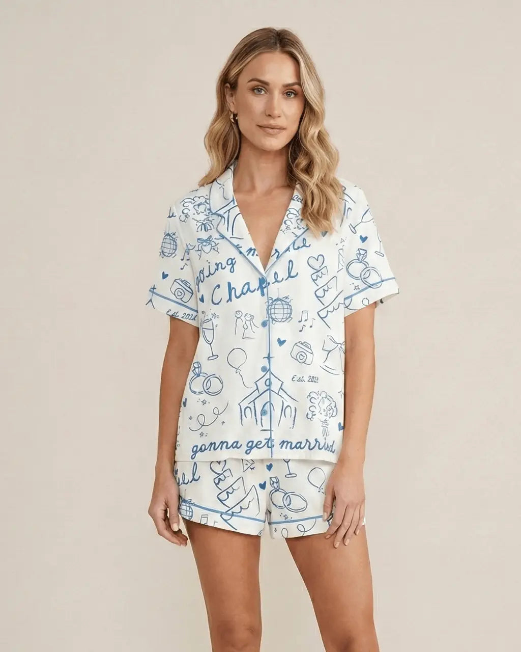 Going To The Chapel Gonna Get Married Bachelorette Bride Wedding Pajama Set - OMFORT
