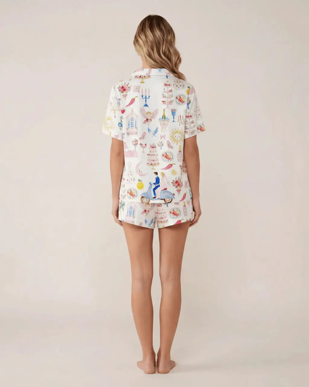 Whimsical Wedding Bride Groom Cake Bouquet Food Pajama Set - OMFORT