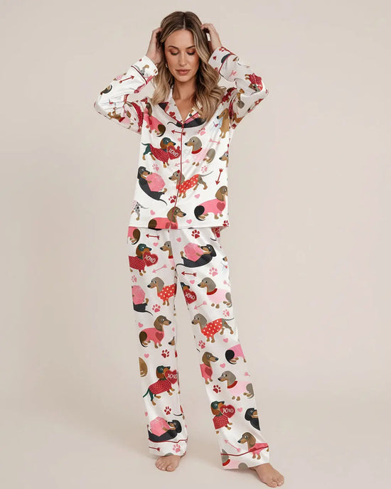 Love Dachshund Valentine's Day Pajama Set OMFORT