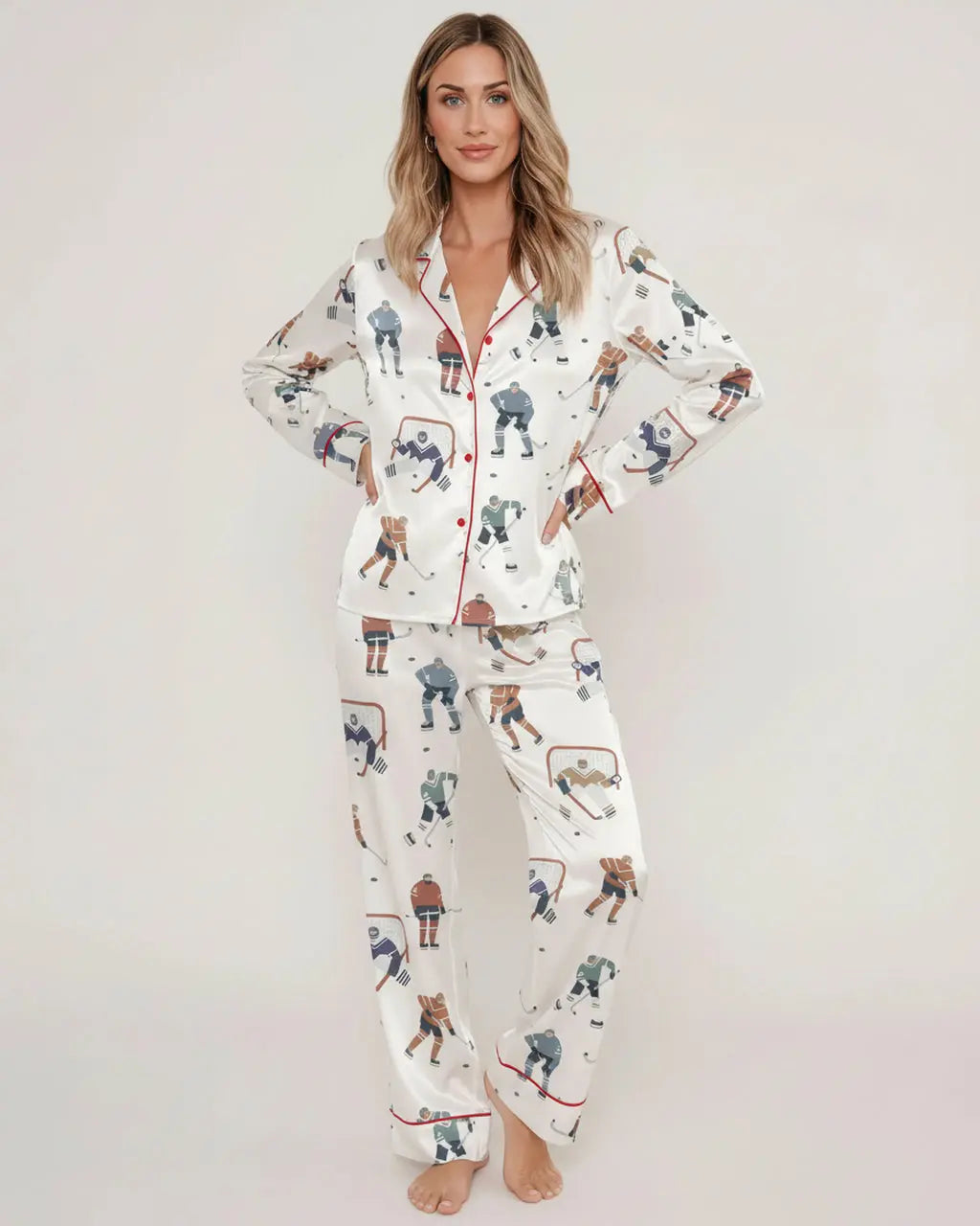 Hockey Player Print Pajama Set OMFORT