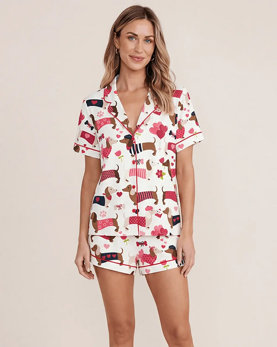 Valentine Dachshund Dog Short Pajama Set - OMFORT