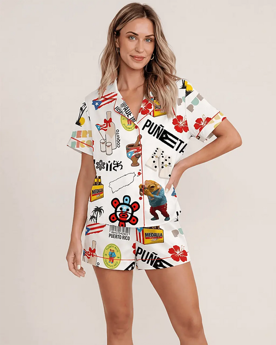 Puerto Rico Travel Print Pajamas Set - OMFORT