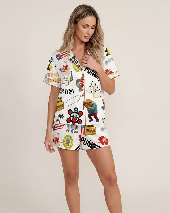 Puerto Rico Travel Print Pajamas Set OMFORT
