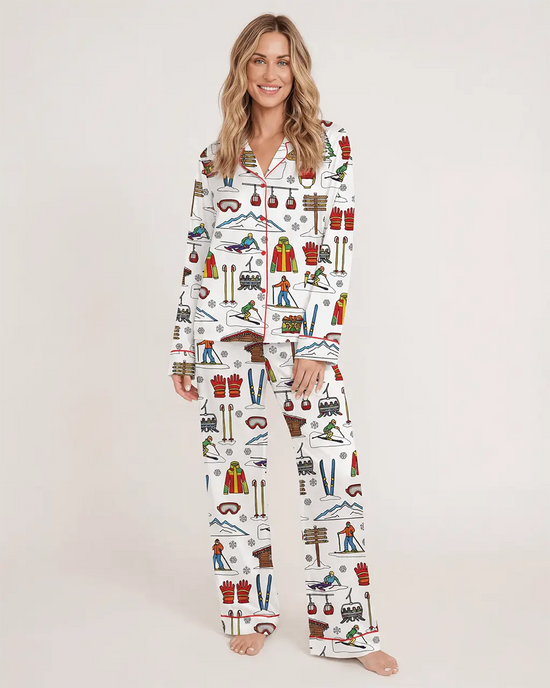 Skiing Theme Print Pajama Set - OMFORT