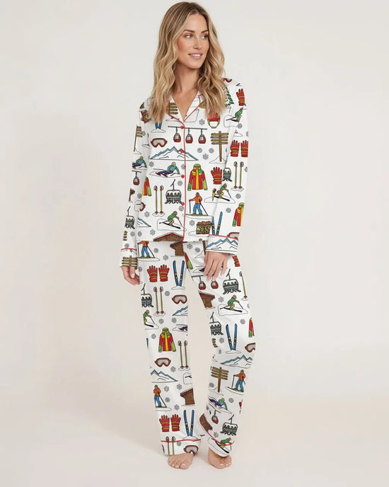 Skiing Theme Print Pajama Set OMFORT