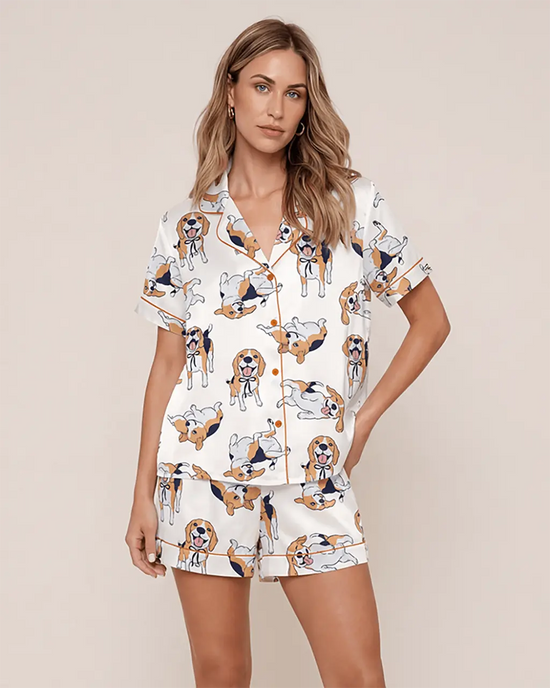 Funny Beagle Print Pajamas Set - OMFORT