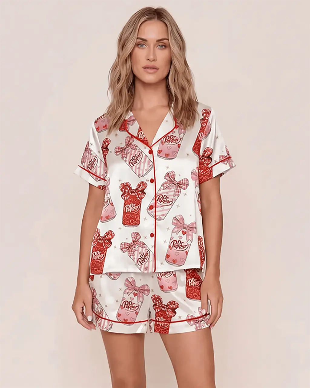 Pepper Drink Coquette Bow Short Pajama Set - OMFORT