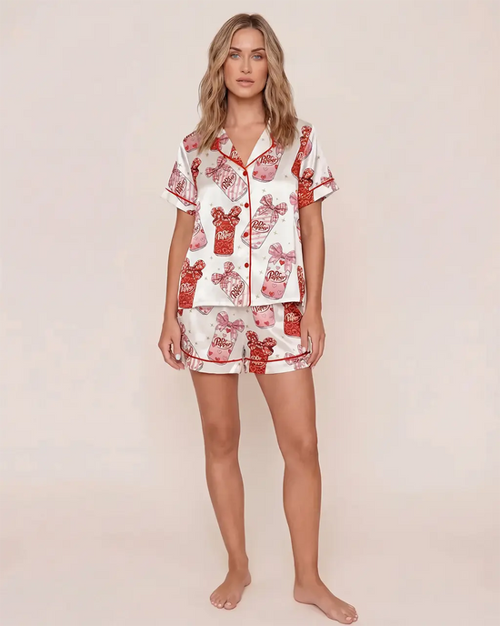 Pepper Drink Coquette Bow Short Pajama Set - OMFORT