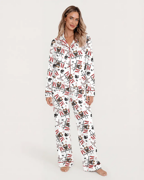 Hockey Mom Print Pajama Set - OMFORT