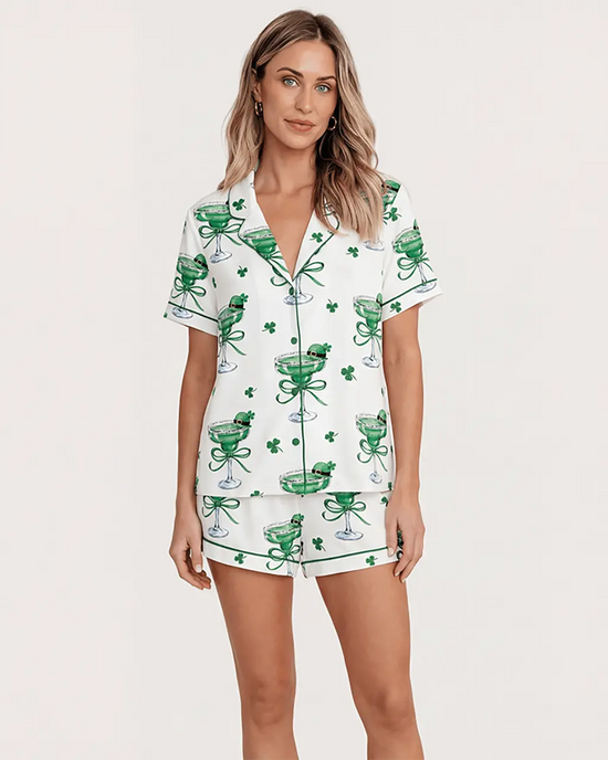 Patrick's Day Martini Short Pajama Set - OMFORT